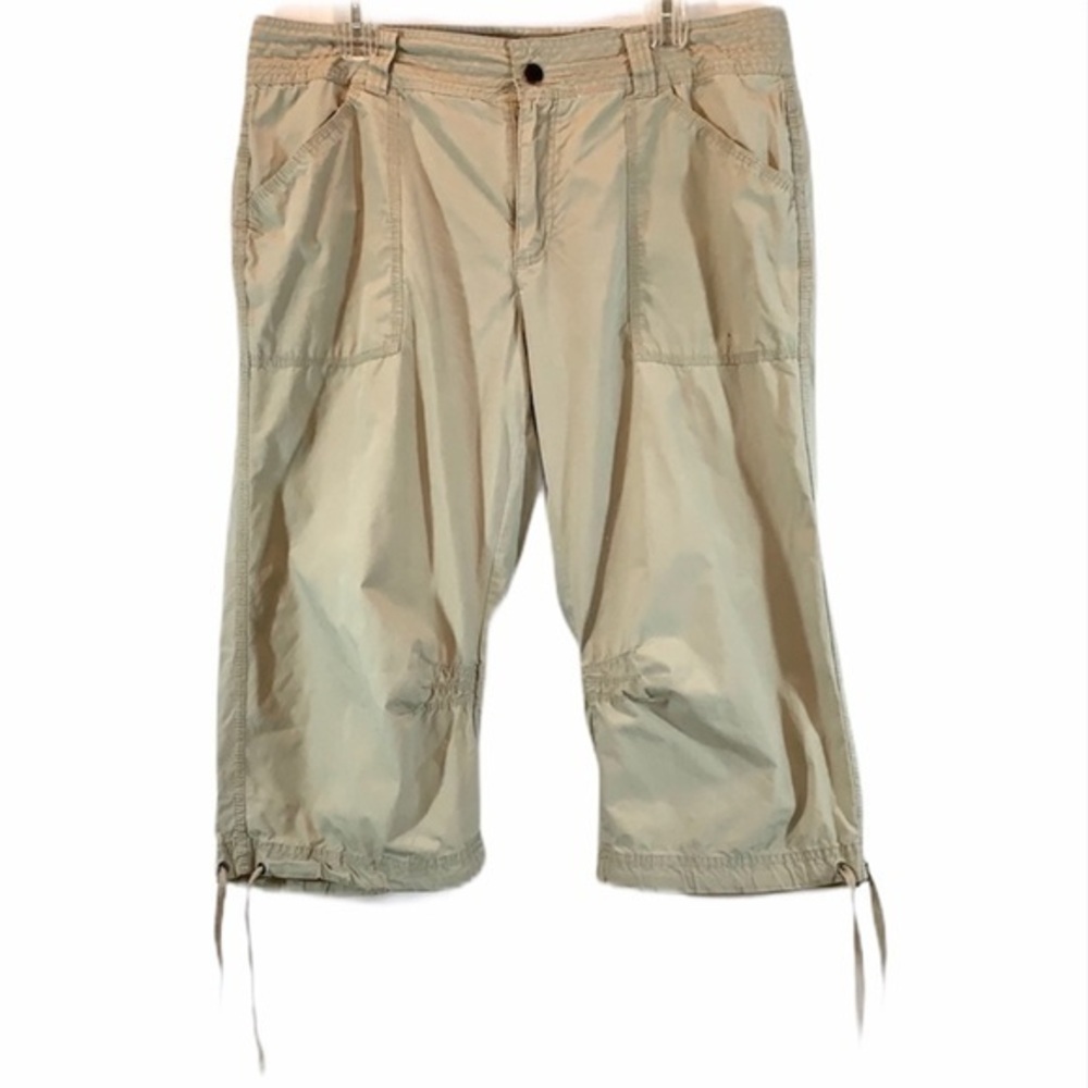 Bamboo Traders sz 14 tan cotton cinch leg capris